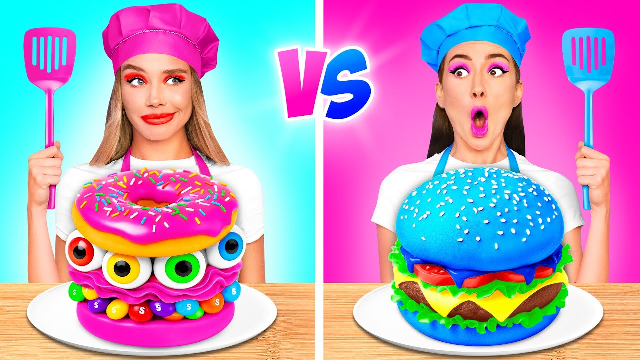 Розовая VS Синяя Еда Кулинарный Челлендж от BaRaDa Challenge
