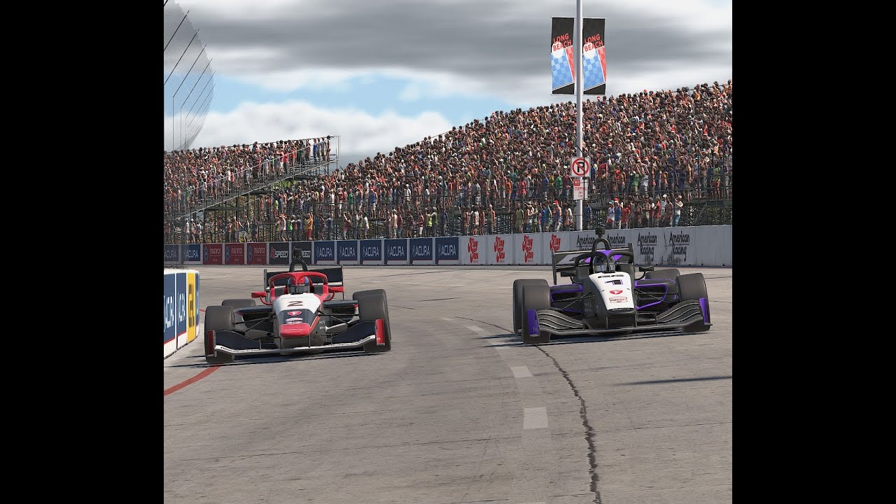 iRacing Indy NXT - Last lap battle for P1 at Long Beach