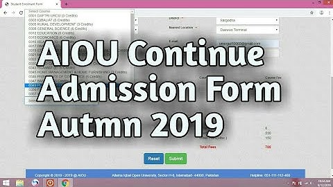 AIOU continue admission form 2019 autumn