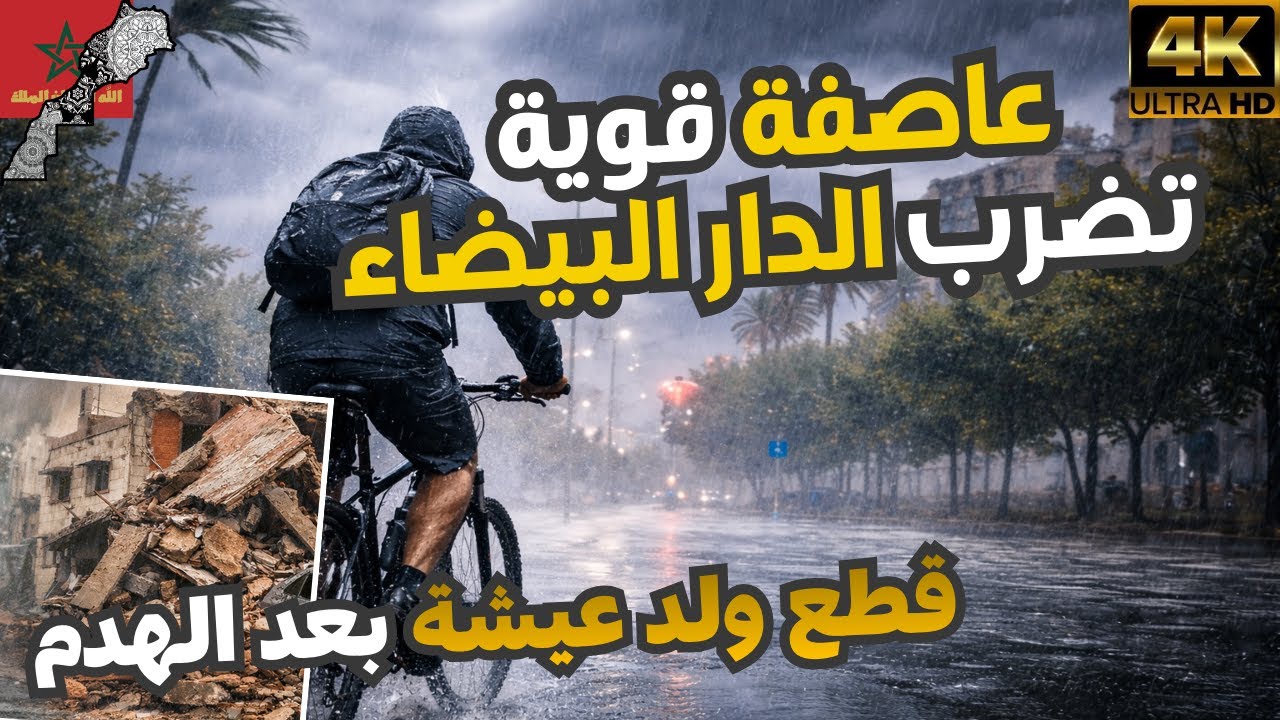 الدار البيضاء تحت العاصفة ⚠️ أمطار غزيرة و رياح قوية