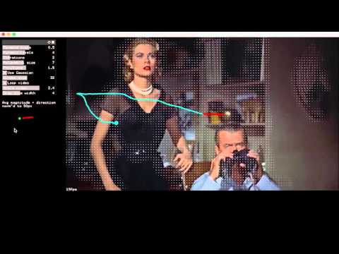 Optical Flow test on film clip in OpenFrameworks (ofxCv)