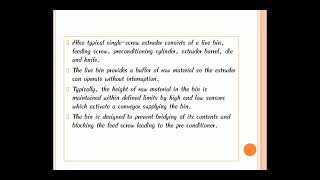 single screw extruder and preconditioning part1