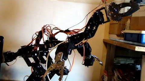 Arduino powered Biped dinosaur video 1