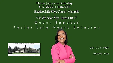 Breath of Life SDA Church 3-12-2022  Guest Speaker...