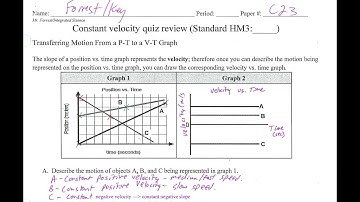Constant velocity quiz review solutions