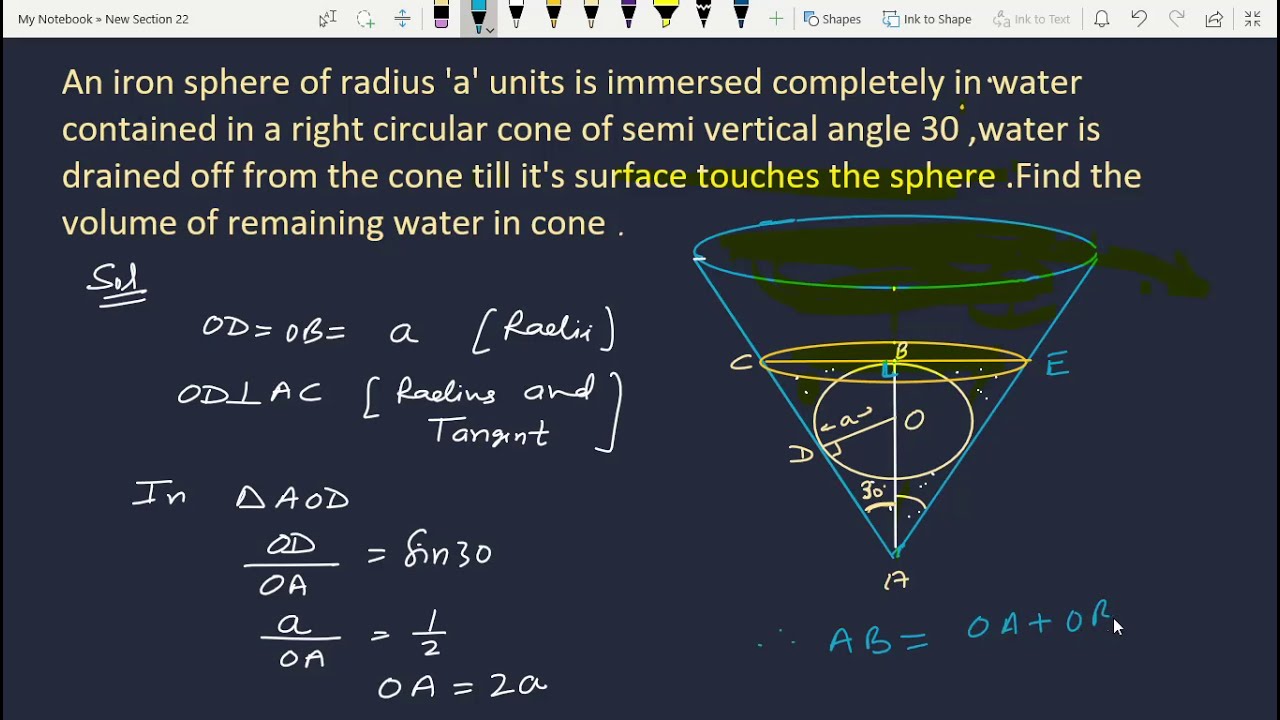 An iron sphere of radius 'a' units is immersed completely in water