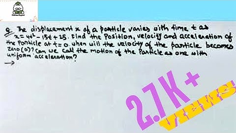 The displacement x of a particle varies with time t as x=4t^2-15t+25.Find the position,velocity,acce
