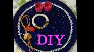 घर पर बेकार सामान से थाली सजाएं।। Rakhi thali decoration।।