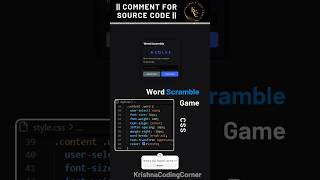 Word Scramble Game || HTML CSS JS || #htmlcss #shorts #games