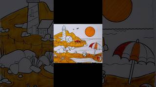 satisfying to watch beach coloring #coloring #youtubeshorts #easycoloring #coloringpages #ytshorts