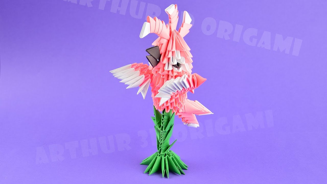 3d Origami Parrot From Paper Diy How To Make A Pink Parrot