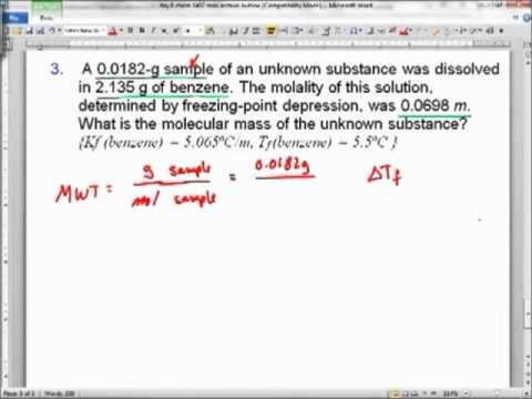 using freezing point depression to calculate molar mass - YouTube