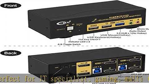 CKL 2 Port USB 3.0 KVM Switch Dual Monitor DisplayPort 1.4 4K@144Hz 8K@30Hz for 2 Computers, PC Scr