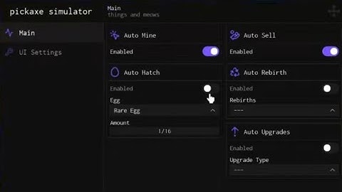 *NEW* Pickaxe Simulator! Script [NO KEY] AutoMine, AutoHatch, AutoRebrith and MORE 