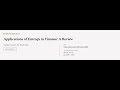 Applications Of Entropy In Finance A Review RTCL TV mp3