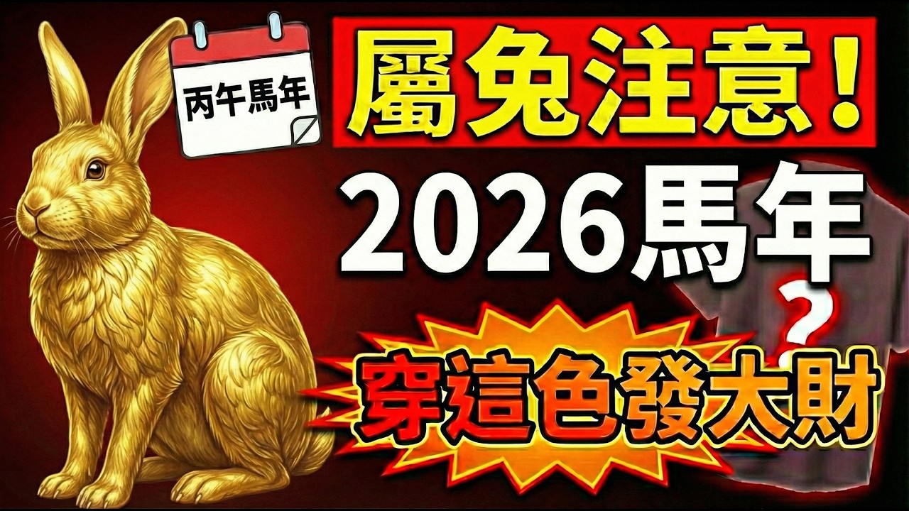 生肖兔注意！2026年丙午馬年，一定要多穿這顏色！穿上它最招財，財富有驚喜！#2026生肖兔運勢 #屬兔2026運勢 #丙午馬年 #招財 #風水 #生肖兔 #化太歲 #財運 #開運 #屬兔 #偏財運