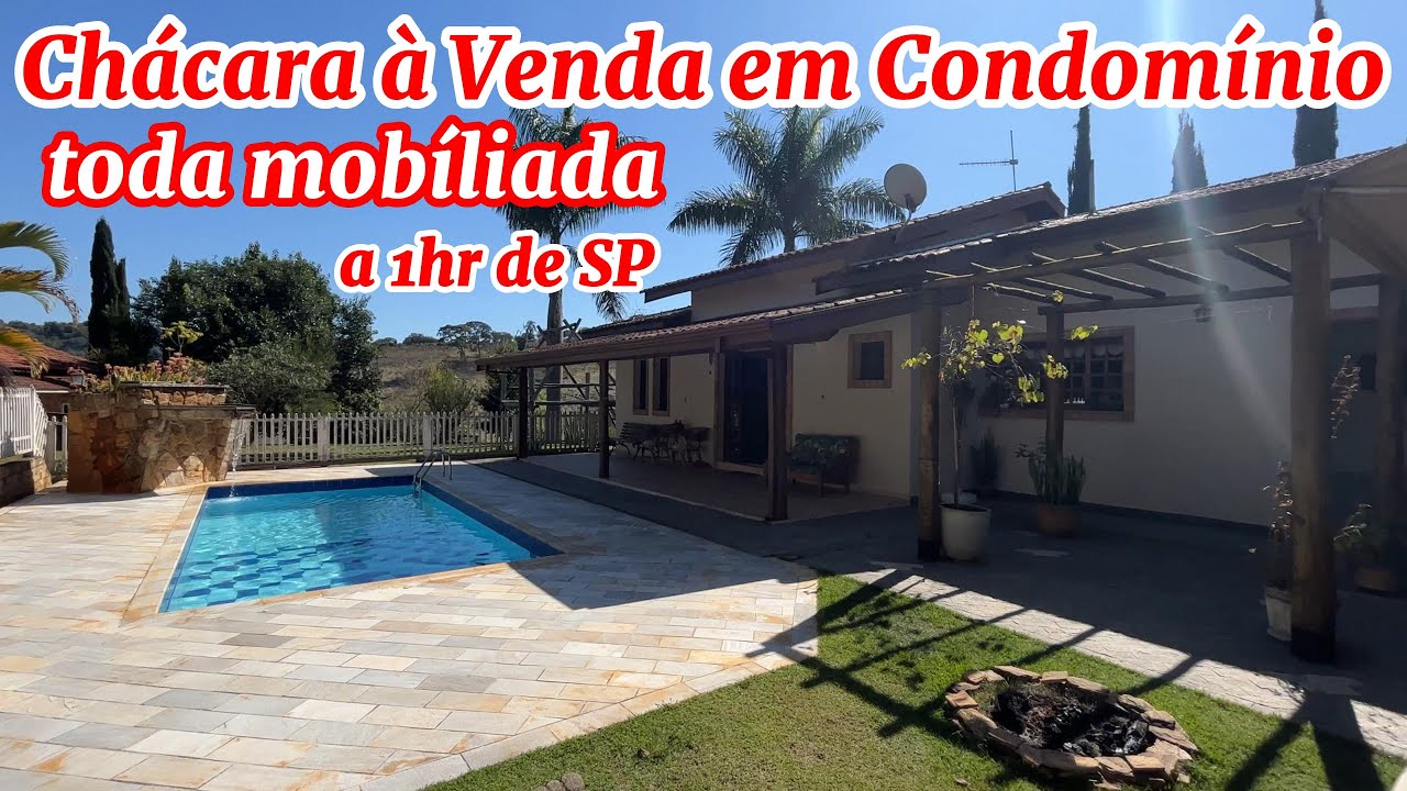 #44 CHÁCARA À VENDA EM CONDOMÍNIO, TODA MOBÍLIADA, A 1 HORA DE SÃO PAULO, 2000 MTS DE TERRENO PLANO