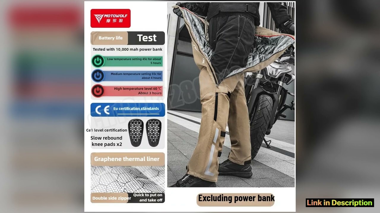 Motowolf Motorcycle Winter Heated Pants Waterproof Windproof CE Protection Quick Release Riding