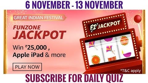 Amazon Funzone Jackpot Quiz Answers Today | Win Samsung Galaxy M51 | 6 November 2020