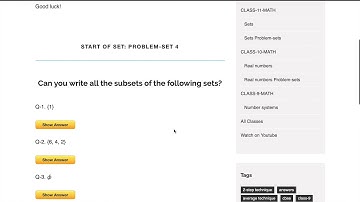 Problem-set #4 on Sets, subsets, power sets, universal set and intervals as subsets of Real numbers