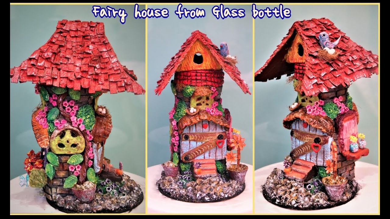 HOW TO MAKE FAIRY HOUSE using Glass Bottle /Idea to reuse glass bottles at home