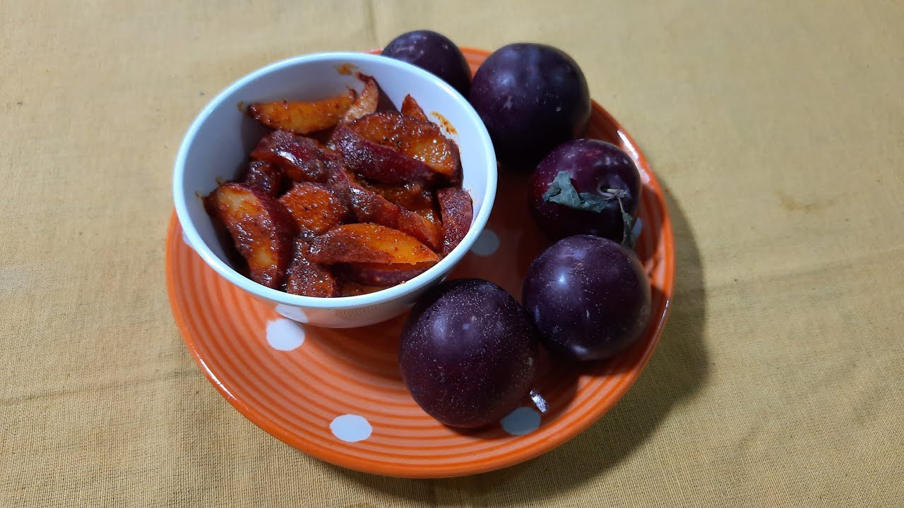 Instant Red Plum Pickle Aloo Bukhara ka kachha achar आलू बुखारा अचार