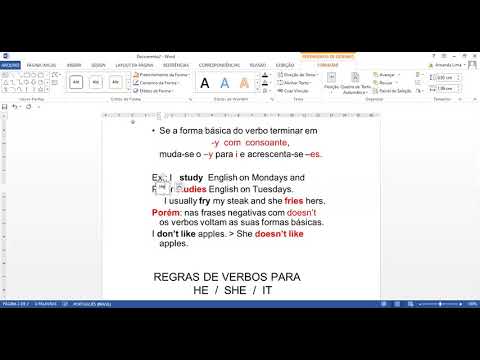 Regra de Spelling 3º pessoa do Singular HE, SHE, IT (CONTINUAÇÃO DO ...