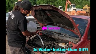 Scrap Yard Science! How Long will YOUR Engine Run with Water Instead of Oil?!