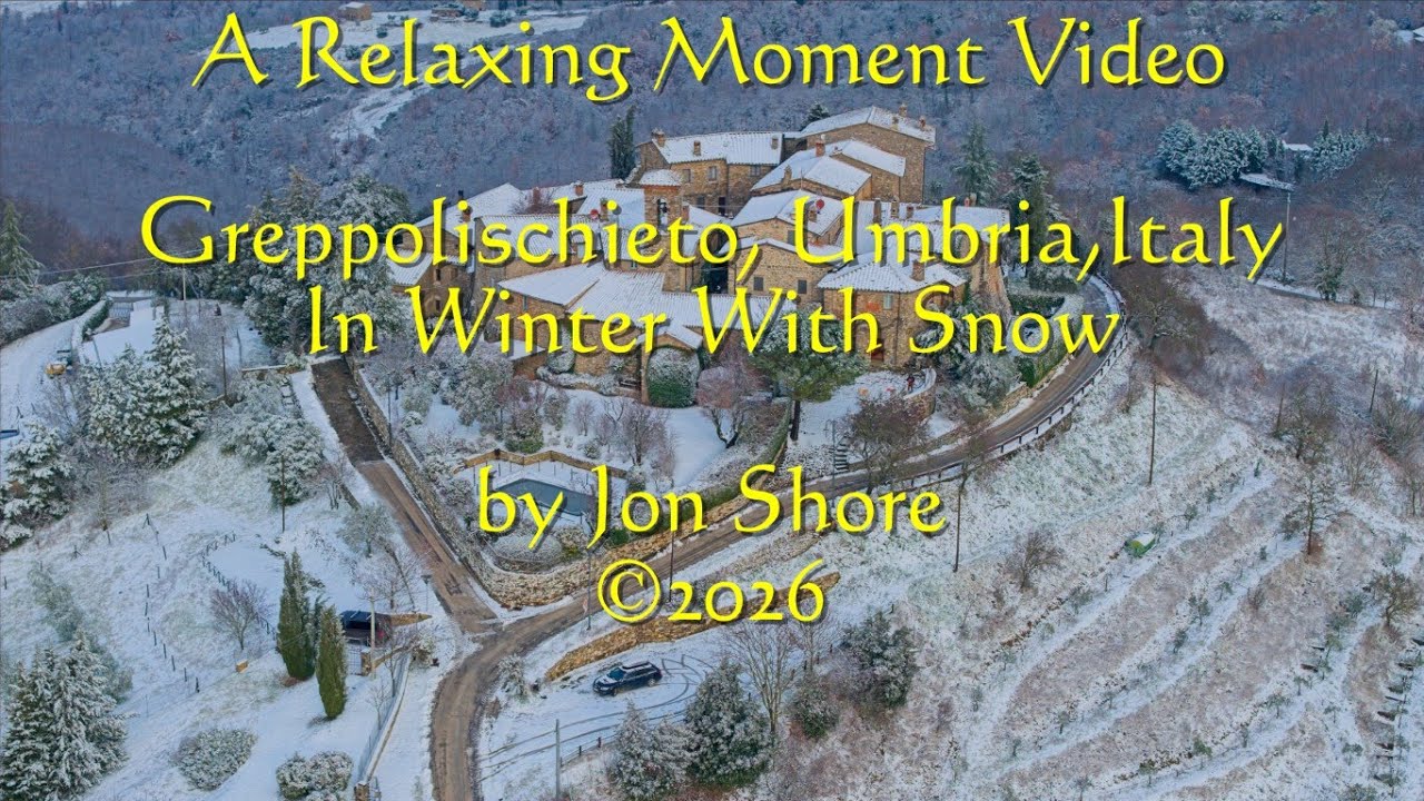 A Relaxing Moment Video of a mountain top village in Italy in snowy mountains with relaxing music
