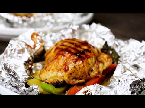 Grilled Barbecue Chicken and Vegetables in Foil Recipe