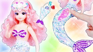 リカちゃん 色が変わるスパンコール人魚♥ティアラ、メイク、バッグ、キラキラ衣装を手作りDIY🌼おもちゃ 人形 アニメ screenshot 4