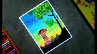 pic Rainy Season Oil Pastel Drawing Scenery Hard a scenery of rainy season step by step oil pastel drawing for kids and beginners