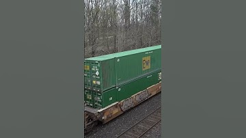 2 #canadiannational locomotives leading intermodal freight train. View from bridge. #shorts