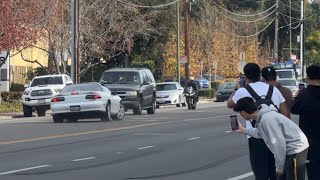 CAMARO LOSES CONTROL NEARLY HITTING SUV & DUCATI HEAD ON!