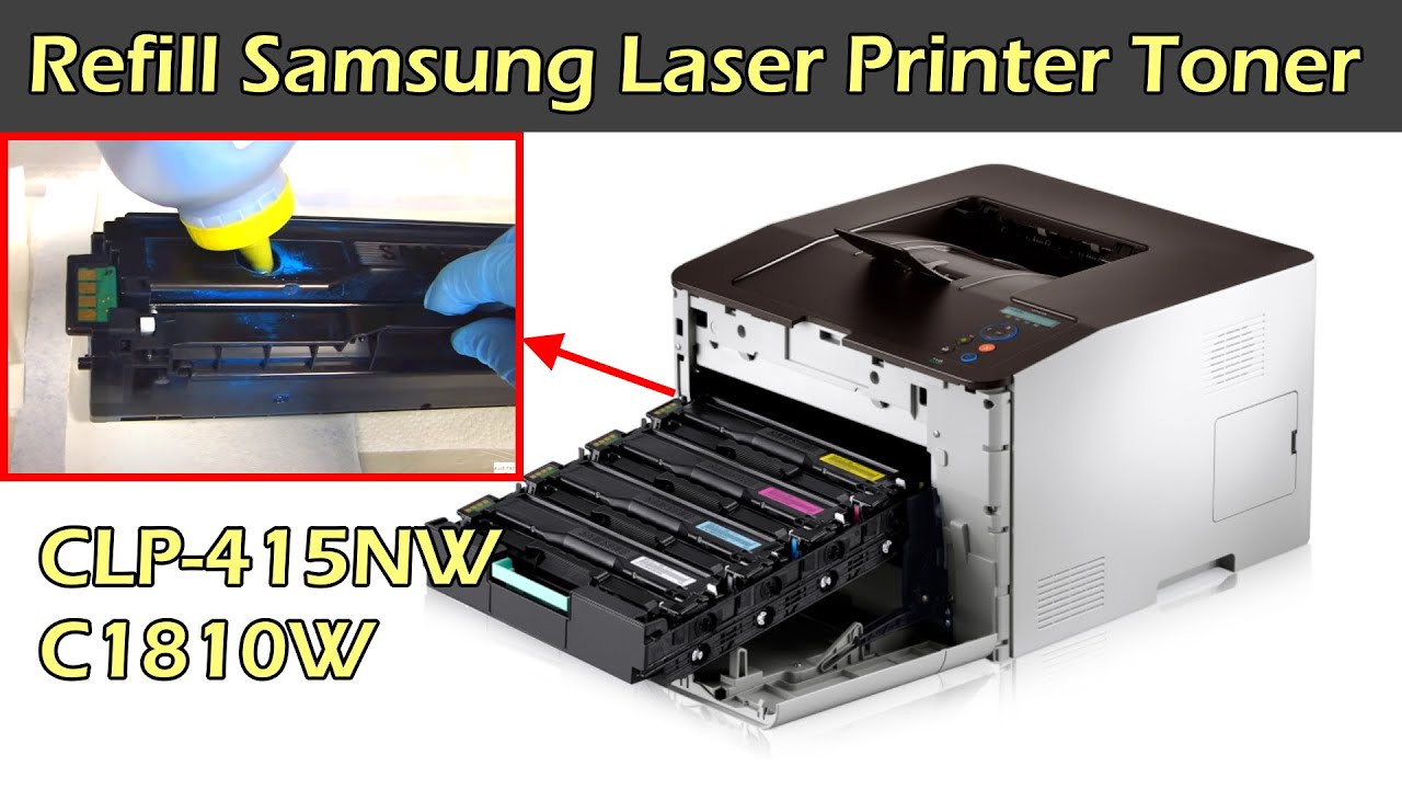 How To Refill Samsung Printer Toner CLP-415NW C1810W - YouTube