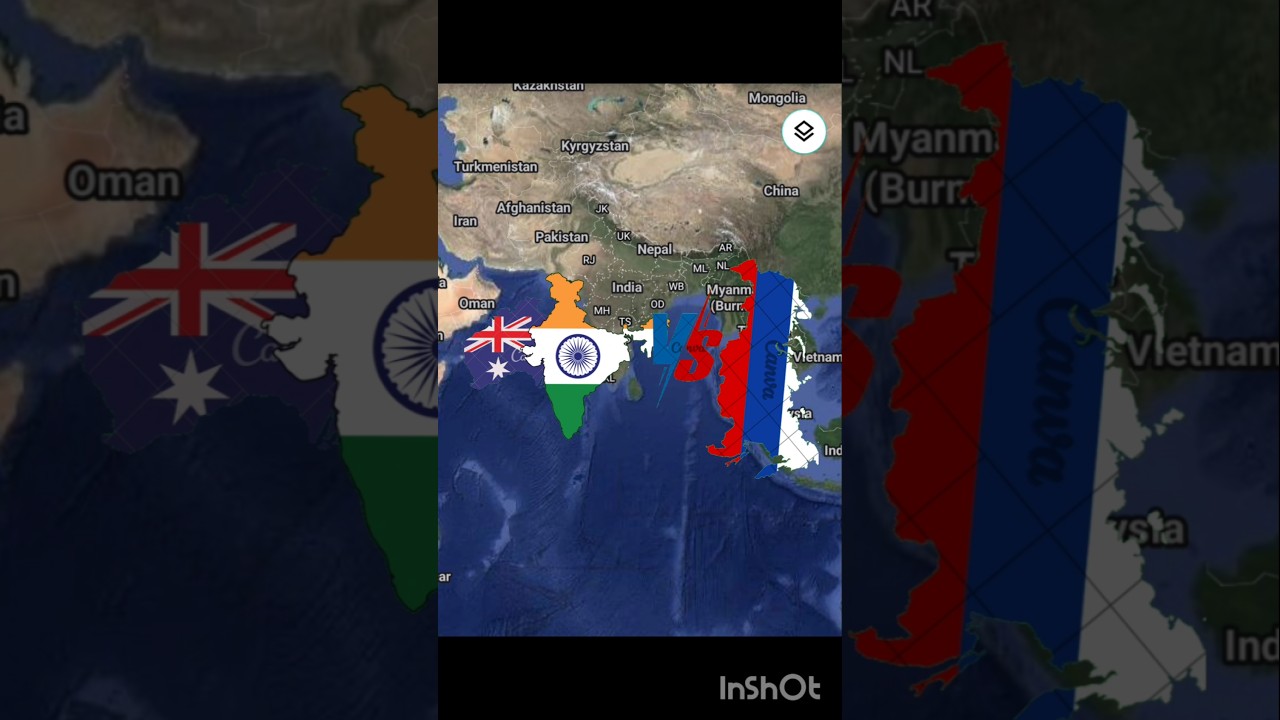 Size comparison INDIA+AUSTRALIA 🌏 🆚 RUSSIA 🇷🇺