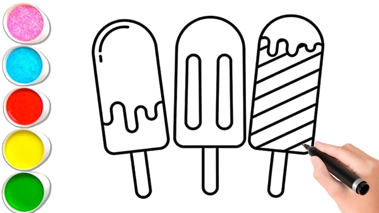 Простые рисунки и раскраски мороженого для детей 🍦 | Простое искусство рисования мороженым | Увле...