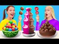 Chocolate Fountain Fondue Challenge || RED VS YELLOW by SunnyFunny!