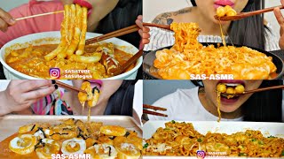 SAS-ASMR COMSUMING *RICE CAKE* (ft.noodle &amp; corn dog)ALL TIME😋🤤|Muksavory🦋❣️