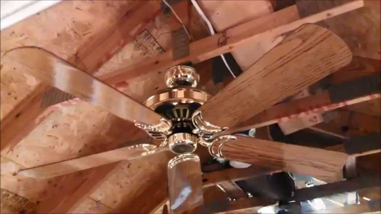 Fasco American Spirit Ceiling Fan Model 995br Polished Brass 5 Gloss Oak Walnut Blades