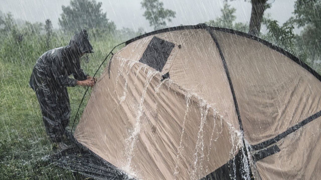 ⛈️ TRAPPED IN THE WORST RAINSTORM‼️ CAMPING IN EXTREME WIND & HEAVY RAIN 🌪️🌧️