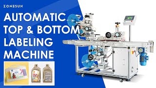 ZONESUN ZS-TB602 Automatic Flat Surface Labeling Machine Top and Bottom Label Applicator