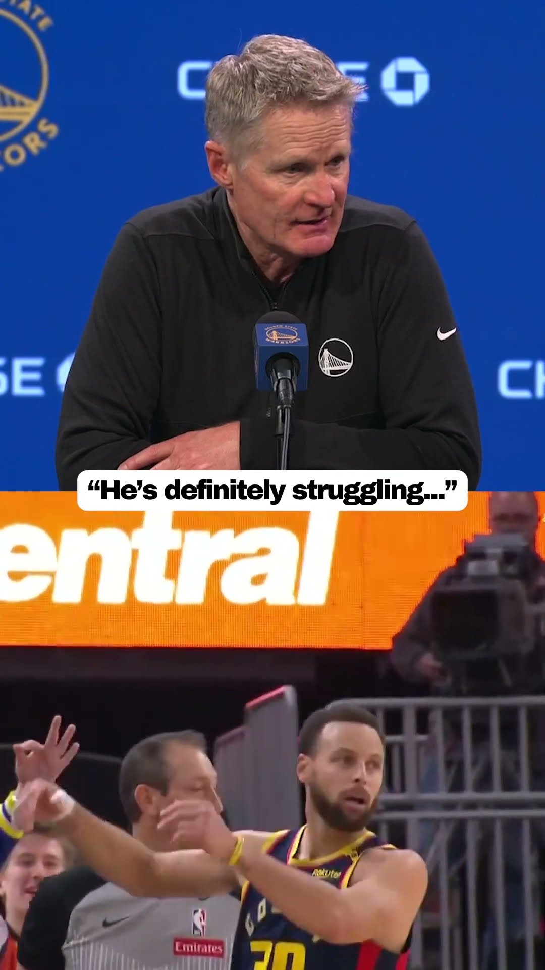 Steve Kerr on Steph Curry struggling emotionally with not being competitive