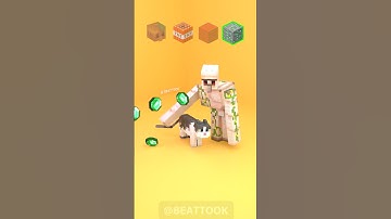 Heroic Iron Golem Protects Minecraft Copper Golem and cats – Satisfying Cloth 3D Simulation