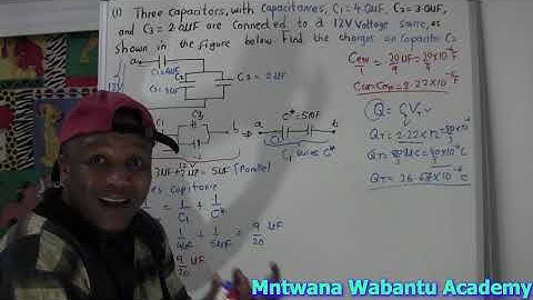 Three Capacitors,with Capacitances C1 = 4.0 μF, C2 = 3.0 μF, and C3 = 2.0 μF, are connected to a 12V
