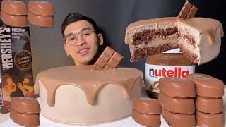 ASMR CHOCOLATE CAKE ICE CREAM Nutella Tico Hershey’s DESSERT MUKBANG 파리바게트 초코 케이크 아이스크림 먹방 Foodvideo
