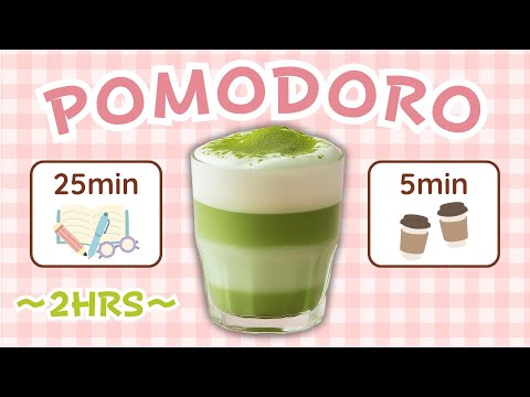 2-Hour Pomodoro Timer (25/5) · Study With Me 🍵 Iced Matcha Latte | calm cafe jazz · focus