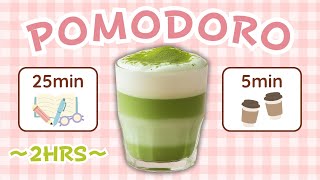 2-Hour Pomodoro Timer (25/5) · Study With Me 🍵 Iced Matcha Latte | calm cafe jazz · focus