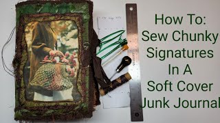 Tutorial: How to sew CHUNKY signatures into a soft cover journal cover screenshot 4