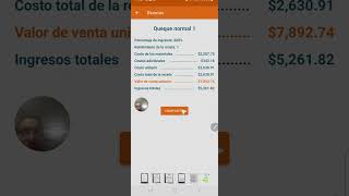 Calculo del costo de recetas usando una app "Calcular Costos recetas" de Google Store, Gratis. screenshot 5